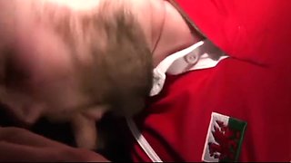 Footballer Bear and Coach Have Fun In the Locker Room