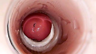 Camera inside deep pussy captures huge ejaculation of sperm
