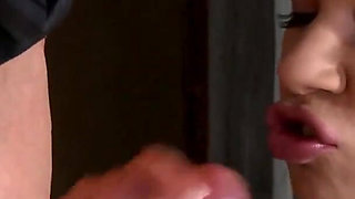 Riding his cock in a public restroom