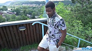 Blonde Czech Ariela Donovan drilled deep in doggy with humongous black cock GP1500