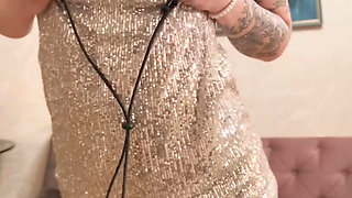 Short dress, high heels teasing