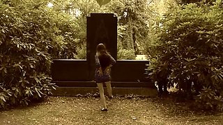 Sexy Brunette Rebeccaxhot Shows Off Her Perfect Body in Public Nudity at Old Cemetery