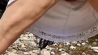 Outdoor Nude Gaping My Pussy and Peeing