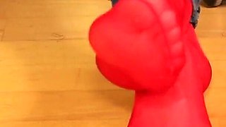 Red Stockings, Sneakers & Dangling Tease