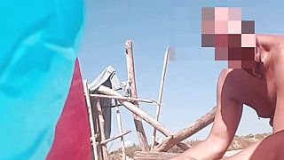 She masturbates and he gives her a small vibrating sex toy for her in Cap d&#039;Agde.