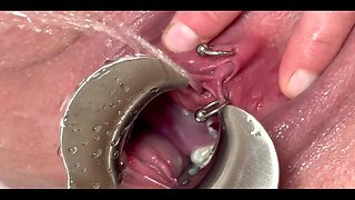 Strong Stream Pee From My Spread Out Pussy by Speculum
