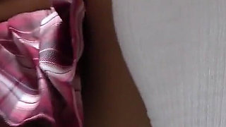 Japanese Girls Exclusively Apartment, a Room for Tanned Busty Girl Dose Seduce Exercises in Uniform, Mini Skirt, Thong G String