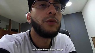 I have a friend helping me clean my office... But she wants to charge me with sex and starts seducing me!