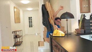 Fakehub - hot indian uk model licks the sperm of losers glasses after he cums on his own face