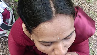 Jungle Blowjob in Saree