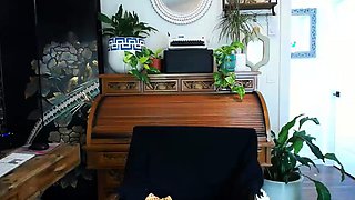 Amateur busty brunette masturbates and does hand job