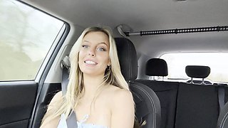 Public sex in a car with a blonde beauty named Britney