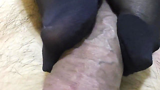 15 Mins of Stocking Feet Rubbing Throbbing Dick