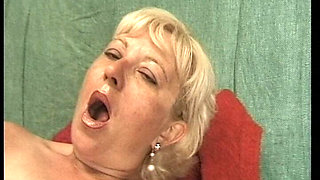 Mature Blonde MILF Fingers Hairy Pussy Creampie