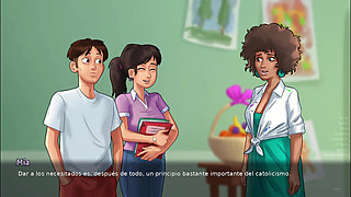 Stepmom takes advantage of grabbing my penis when we're alone - summertime saga