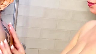 Lady Lyne and Jade Presley Lesbian Shower Orgasms