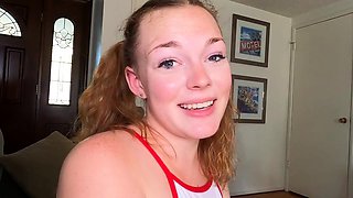 POV Naughty babe cockriding stepdad
