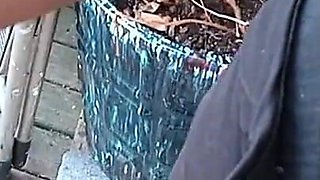 Housewife Gagging on Black Man Mover Interracial Head at Work