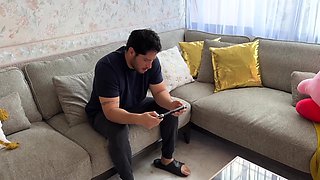 PAWG sits on her cuckold hubby's face to let him drink other guy's cum