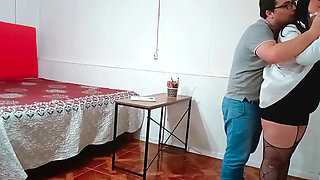 Horny BBW teacher has sex with her best friend's stepson while giving him private lessons