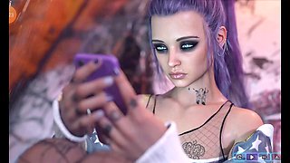 Animated babe offering wild oral fun with a big cock