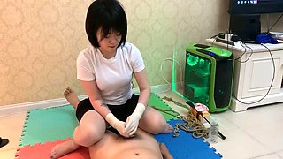 Chinese Prostitute surgical gloves Handjob