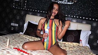 Lovely amateur Thai teen gets white cock