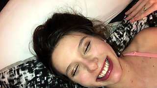 Extreme amateur pov blowjob with brunette babe