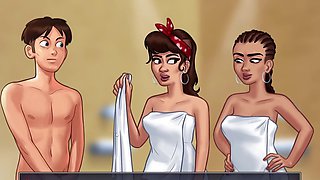 Naughty step-sister gets steamy in the principal's shower with her small boobs