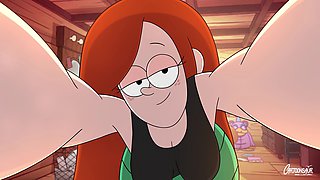 Curvy cartoon babe with big tits and a big ass in hentai style