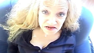 This Blonde French Slut Got Big Load of Cun on Her Face