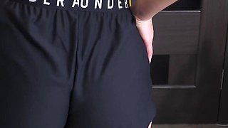 PAWG MILF Teasing Her Ass in Sports Under Armor Shorts