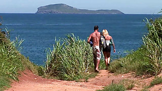 Summer at Three Scene-4 busty Blonde Chloe Delaure Enjoys DP Threesome on the Beach