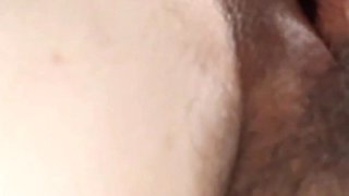 Rubbing Her Giant Clit and Big Hairy Pussy with the Head of My Cock.