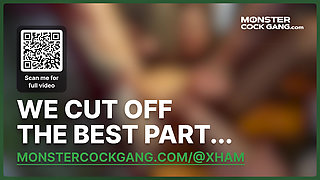 MONSTER COCK GANG: Petite Stepdaughter's Cunt Rides on Stepfather's Cousins