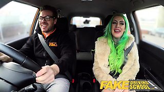 Fake Driving School Wild fuck ride for tattooed busty