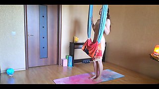 Nude Aerial Yoga with a Hammock