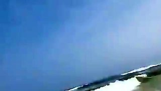 Teen brunette masturbating on public dirt road