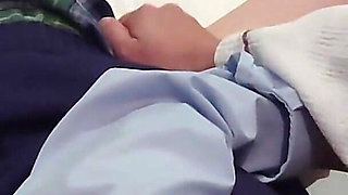 My Pussy Was Tingling, so I Got on Top and Put My Dick in Myself. Creampie While Wearing a Schoolgirl Uniform. Amateur.