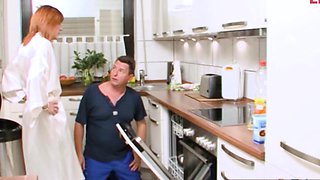 german skinny housewife milf fuck in standing in kitchen