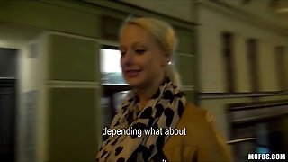 Lovely blonde czech college girl is paid for porn in public