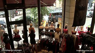 European Blond Bound In Shop Window