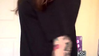 Big titty tattooed gf showing you her new merch - try on