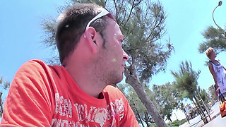 Big ass brunette teen is picked up from the beach for filming first sex with a stranger