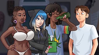Summer saga music teacher strips down in part featuring big-boobed milf and student fun