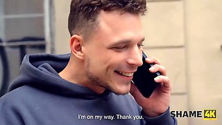 Tanya Virago takes virginity from young Czech guy in stockings