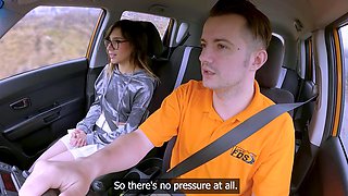 Fake Driving School - Latina teen Megan Love POV car sex