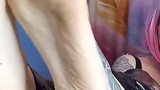 Lady Angela Dirty Feet Vaping Red Lipstick Pvc Leggings