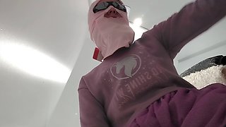 Nasty sexy milf Mirsur tries on sexy outfits in bed with her furry latina pussy