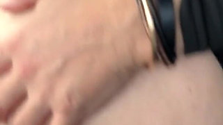 Slut in Car Butt Plug and Big Tits for French Bitch Lady Oups